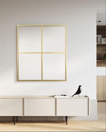 Speil med gullfarget ramme i jern 115 x 100 cm